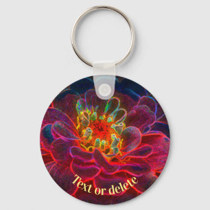 Zinnia Abstract Art Flower Personalized Sleutelhanger