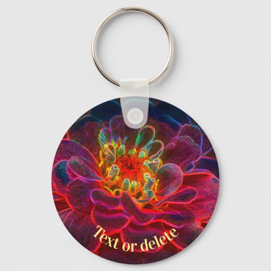 Zinnia Abstract Art Flower Personalized Sleutelhanger (Achterkant)