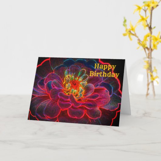 Zinnia Abstract Flower Art Birthday Kaart (Gele Bloem)