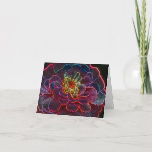 Zinnia Abstract Flower Art Note Kaart (Voorkant)
