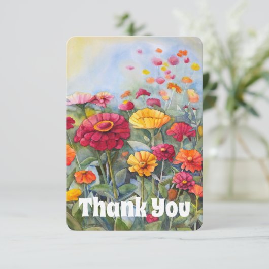Zinnia Bedankt voor je flat-card (Staand voorkant)
