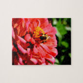 zinnia bij bijen en koraal legpuzzel (Horizontaal)