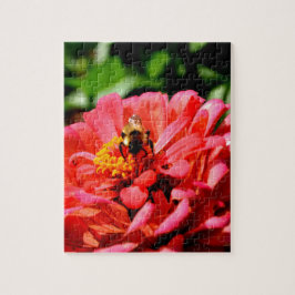 zinnia bij bijen en koraal legpuzzel