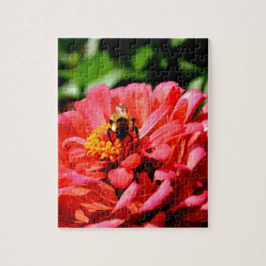 zinnia bij bijen en koraal legpuzzel (Verticaal)