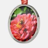 zinnia bij bijen en koraal metalen ornament (Links)