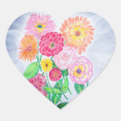 Zinnia Bloem Artistieke Tuin Kunst Hart Sticker (Voorkant)