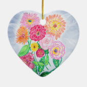 Zinnia Bloem Artistieke Tuin Kunst Keramisch Ornament (Achterkant)