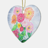 Zinnia Bloem Artistieke Tuin Kunst Keramisch Ornament (Links)