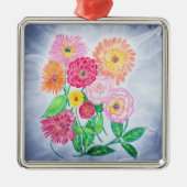 Zinnia Bloem Artistieke Tuin Kunst Metalen Ornament (Voorkant)