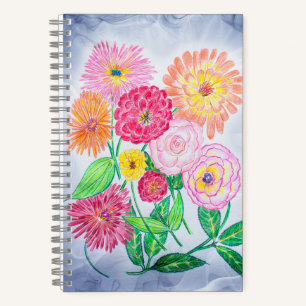 Zinnia Bloem Artistieke Tuin Kunst Notitieboek