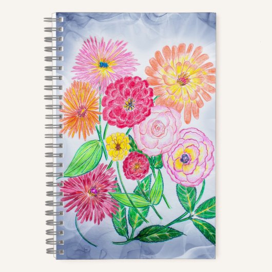 Zinnia Bloem Artistieke Tuin Kunst Notitieboek (Voorkant)