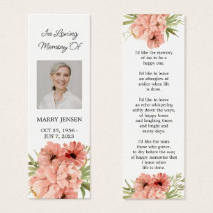 Zinnia Bloem Foto Funeral Herdenkingsbladwijzer Mini Visitekaartjes