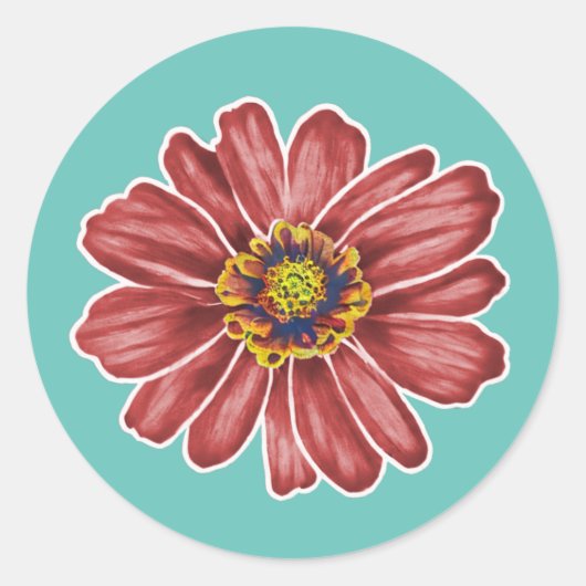 Zinnia bloem ronde sticker (Voorkant)