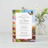 Zinnia Bloemen Bloemige Gelukkige Verjaardag Kaart (Staand voorkant)