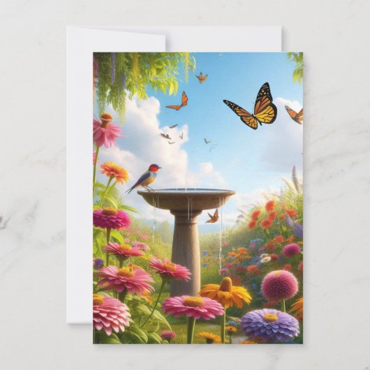 Zinnia Bloemen Bloemige Gelukkige Verjaardag Kaart (Achterkant)