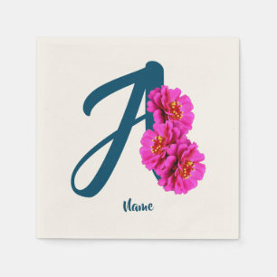 Zinnia Bloemen Monogram Eerste Letter A Persoonlij Servet