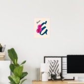 Zinnia Bloemen Monogram Eirste Letter E Gepersonal Poster (Thuiskantoor)