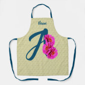 Zinnia Bloemen Monogram Initiaal A Gepersonaliseer Schort (Voorkant)