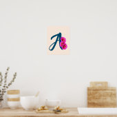 Zinnia Bloemen Monogram Initiaal A Poster (Keuken)