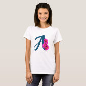 Zinnia Bloemen Monogram Initiaal A T-shirt (Voorkant volledig)