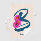 Zinnia Bloemen Monogram Initiaal B Persoonlijk Golfhanddoek (Insitu)