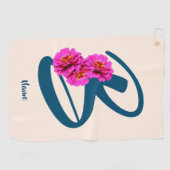 Zinnia Bloemen Monogram Initiaal B Persoonlijk Golfhanddoek (Horizontaal)