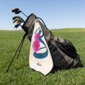 Zinnia Bloemen Monogram Initiaal B Persoonlijk Golfhanddoek (Groen)