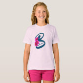 Zinnia Bloemen Monogram Initiaal B  T-shirt (Voorkant volledig)