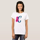 Zinnia Bloemen Monogram Initiaal C  T-shirt (Voorkant volledig)