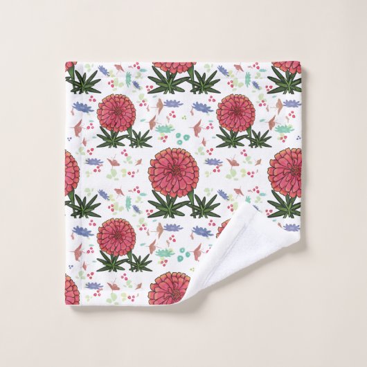 Zinnia bloemmotief bad handdoek (Wasdoekje)