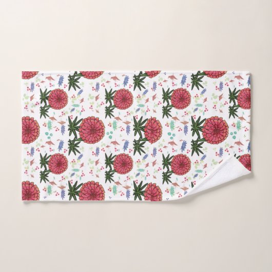 Zinnia bloemmotief bad handdoek (Handdoek)