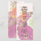 Zinnia Boeket Gemengde Kleuren Trouwmenu Menu (Voorkant / Achterkant)