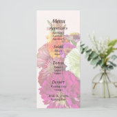 Zinnia Boeket Gemengde Kleuren Trouwmenu Menu (Staand voorkant)