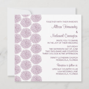 Zinnia Border Wedding Invite, Paars Kaart