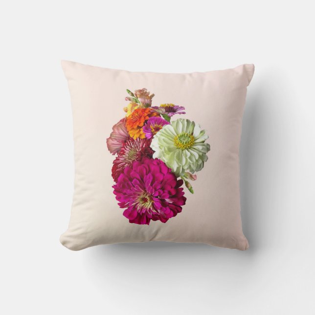 Zinnia Bouquet gemengde kleuren Kussen (Voorkant)