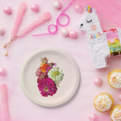 Zinnia Bouquet gemengde kleuren Papieren Bordje (Feest)