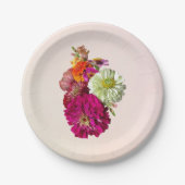 Zinnia Bouquet gemengde kleuren Papieren Bordje (Voorkant)