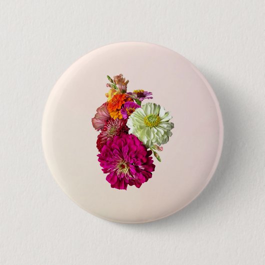 Zinnia Bouquet gemengde kleuren Ronde Button 5,7 Cm (Voorkant)