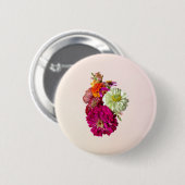 Zinnia Bouquet gemengde kleuren Ronde Button 5,7 Cm (Voorkant /achterkant)