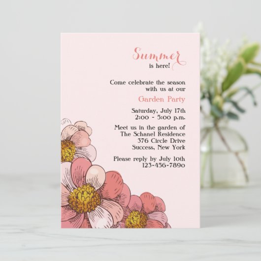 Zinnia Cluster Invitation Kaart (Staand voorkant)