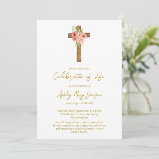 Zinnia Cross-herdenkingsdienst Kaart (Staand voorkant)