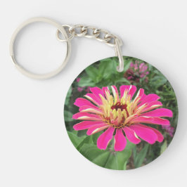 ZINNIA & DAHLIA - Vibrant roze en crème - Sleutelhanger