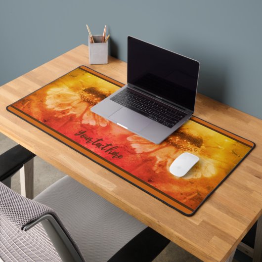 Zinnia Daisy-bloem in Sepia  gepersonaliseerd Bureaumat (Kantoor 2)