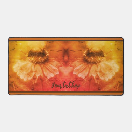 Zinnia Daisy-bloem in Sepia  gepersonaliseerd Bureaumat (Voorkant)