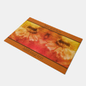 Zinnia Daisy-bloem in Sepia gepersonaliseerd Deurmat (Schuin)