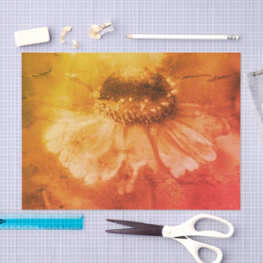 Zinnia Daisy Flower in Sepia  Decoupage Tissuepapier (Craft)