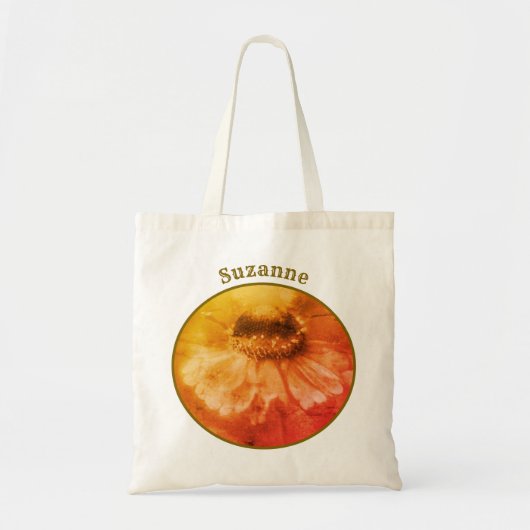 Zinnia Daisy Flower Sepia Personalized Tote Bag (Voorkant)