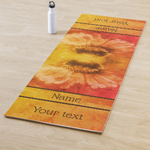 Zinnia Daisy Flower Sepia Personalized Yogamat