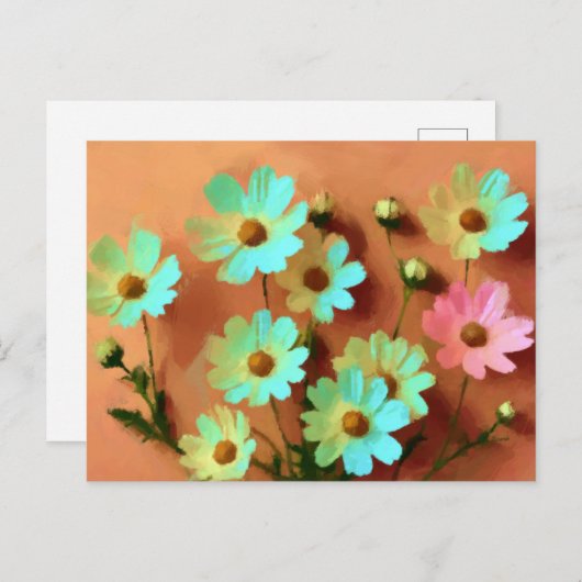 Zinnia Elegans Bloemen Briefkaart (Voorkant / Achterkant)