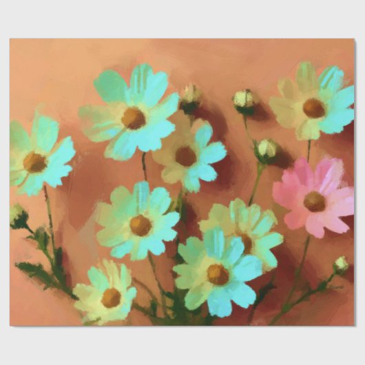 Zinnia Elegans Bloemen Cadeaupapier (Vlak)